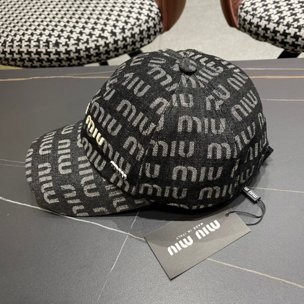 MIU MIU MM BASEBALL CAP IN DARK SLATE GRAY DENIM