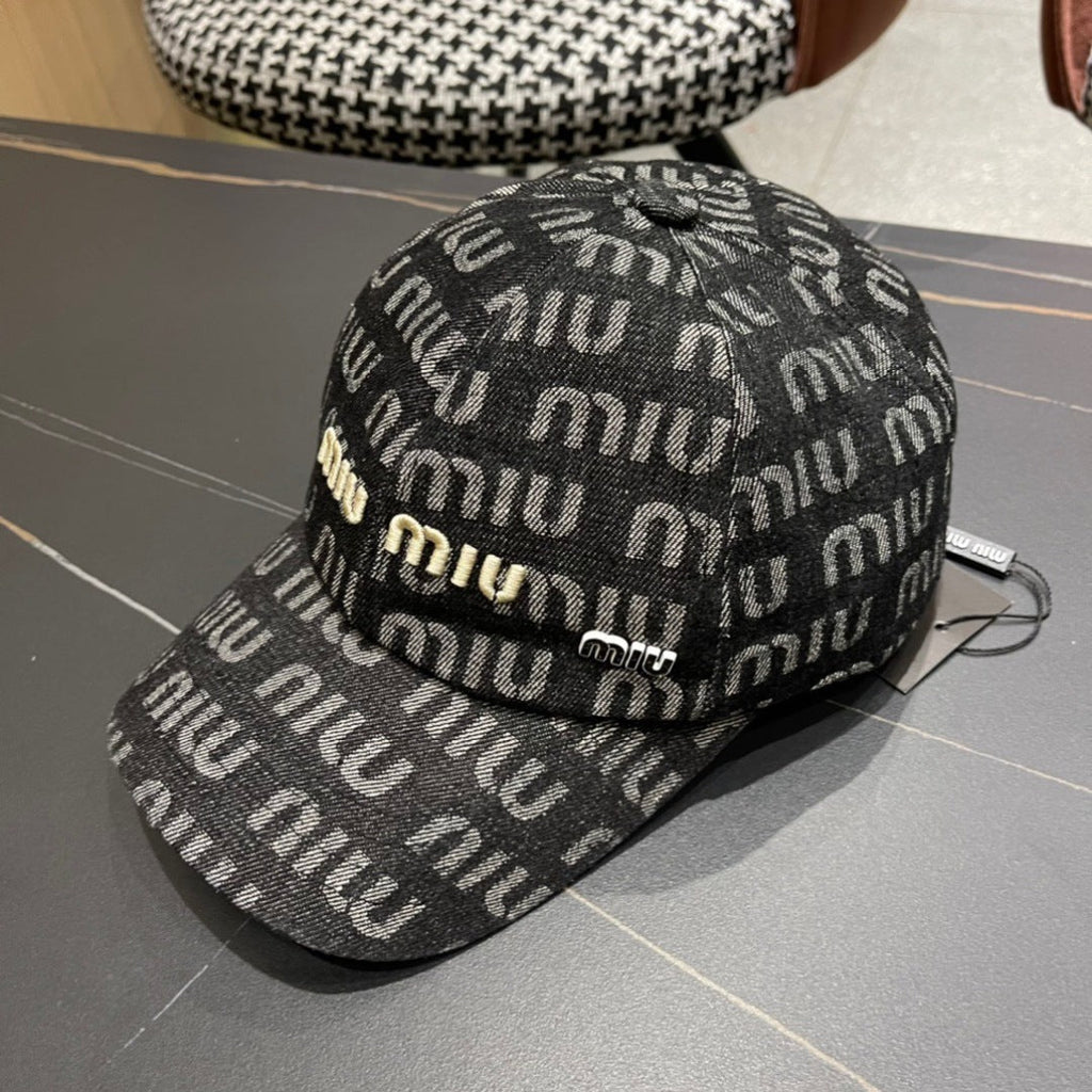 MIU MIU MM BASEBALL CAP IN DARK SLATE GRAY DENIM