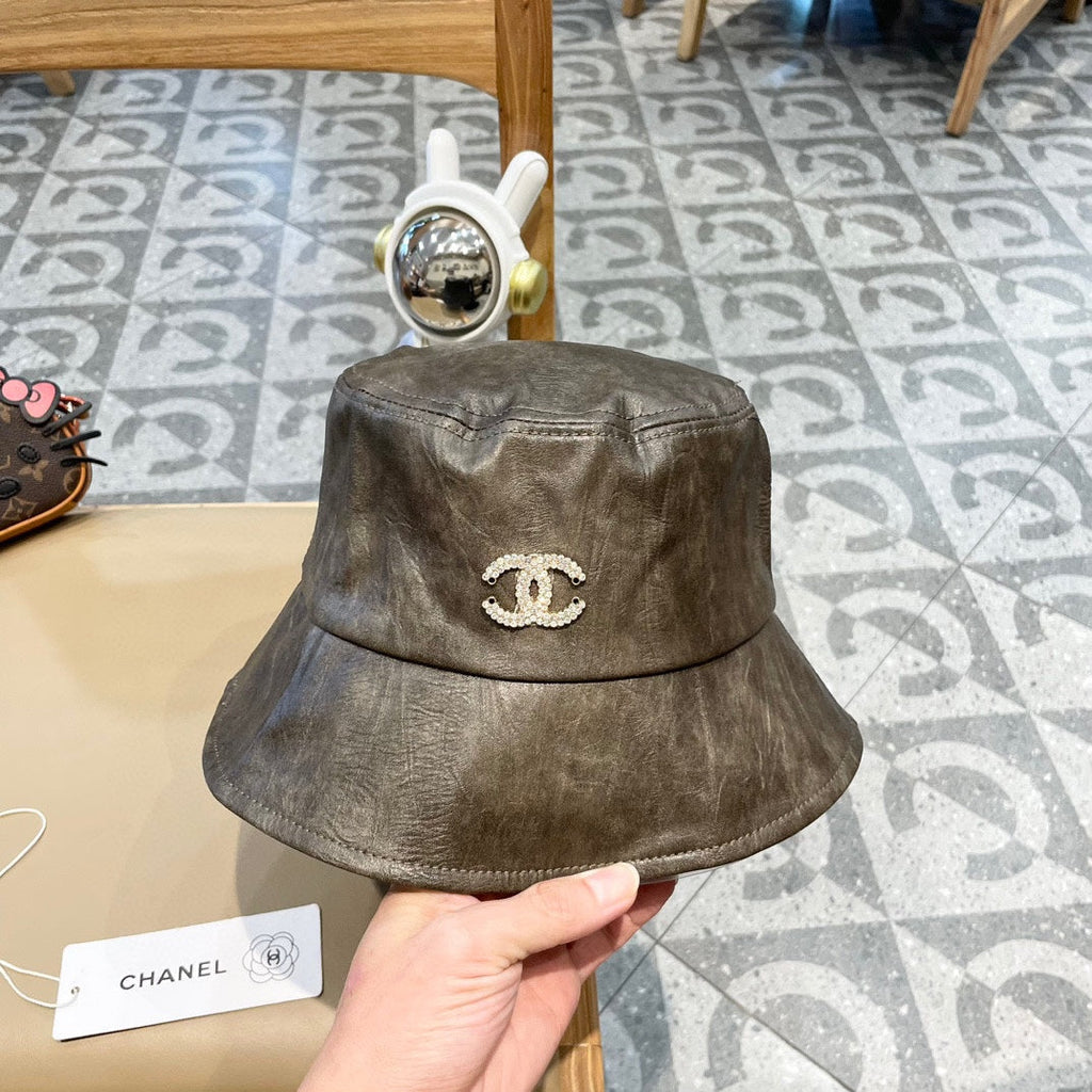 CHANEL BUCKET HAT IN WOOD BROWN CALFSKIN 431731