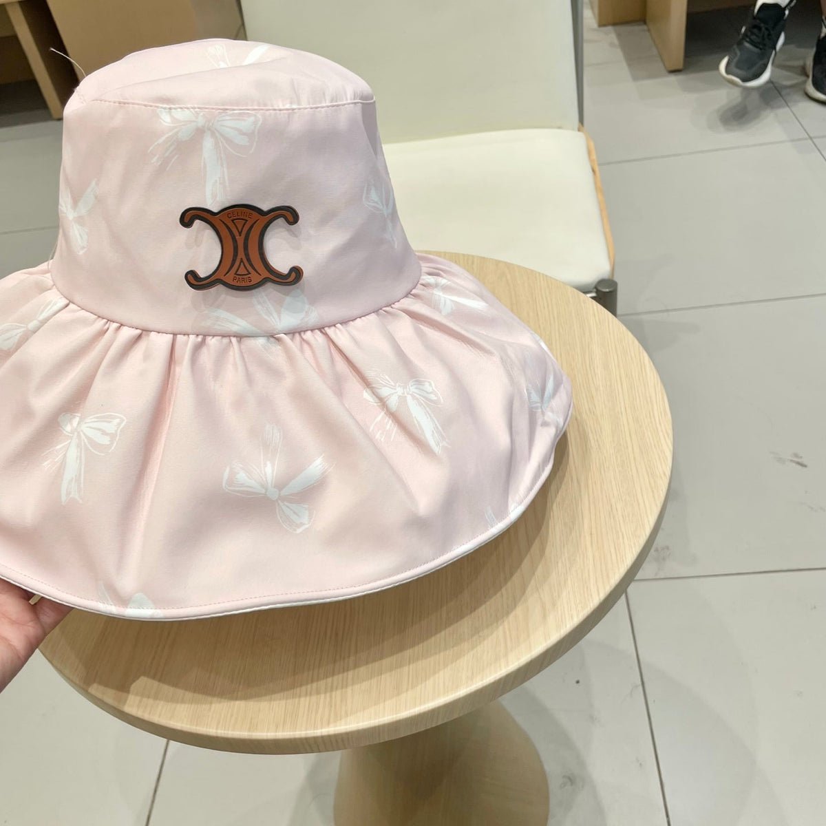 CELINE 25S BUCKET BOW HAT  733401 IN BABY PINK