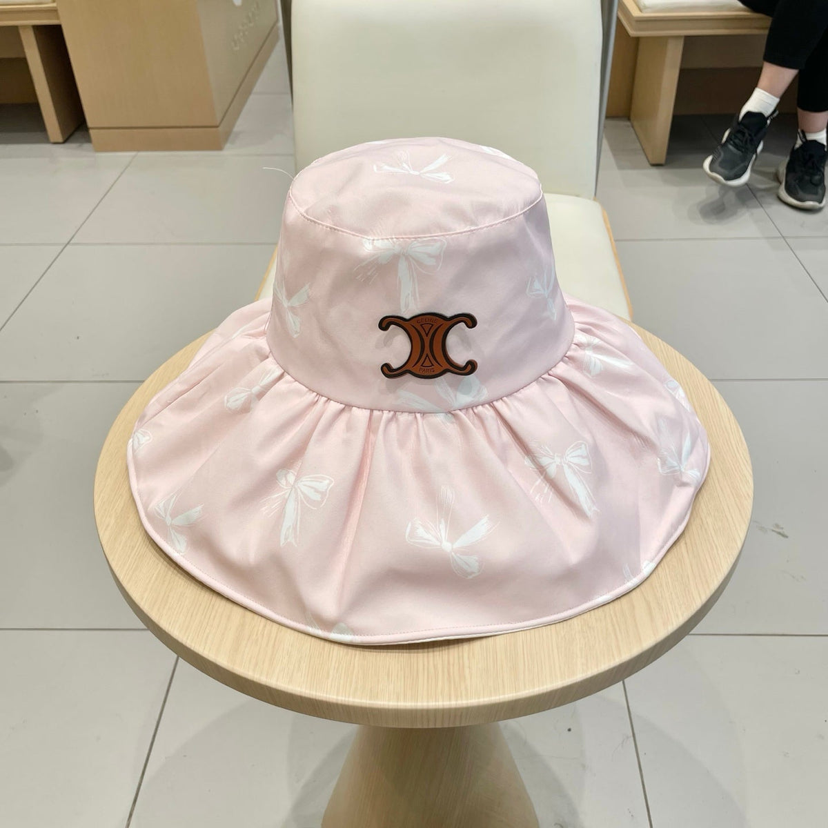 CELINE 25S BUCKET BOW HAT  733401 IN BABY PINK