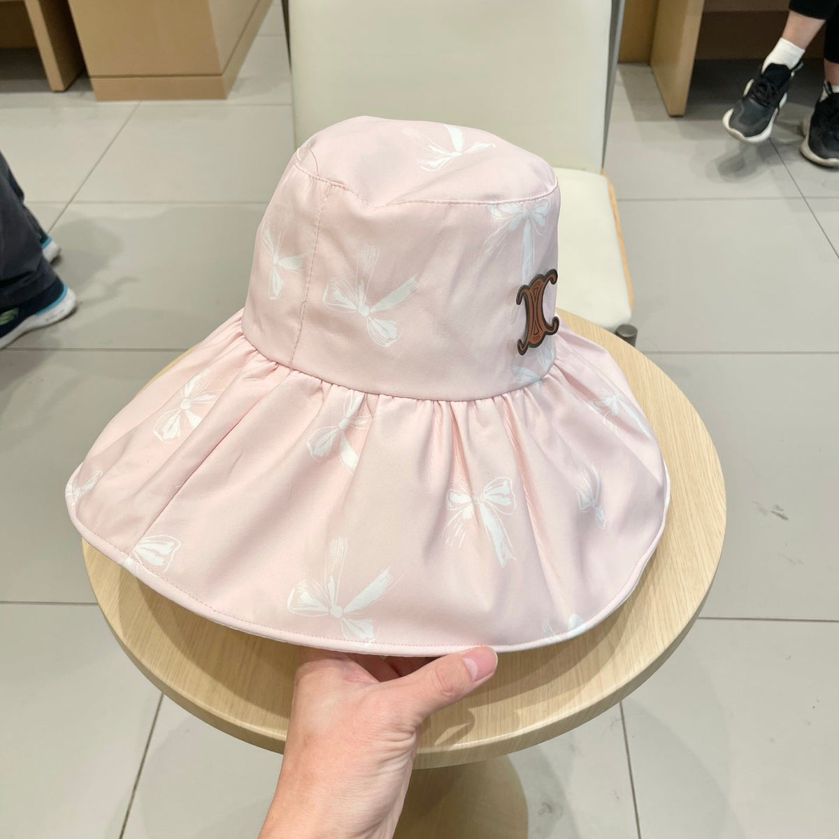 CELINE 25S BUCKET BOW HAT  733401 IN BABY PINK