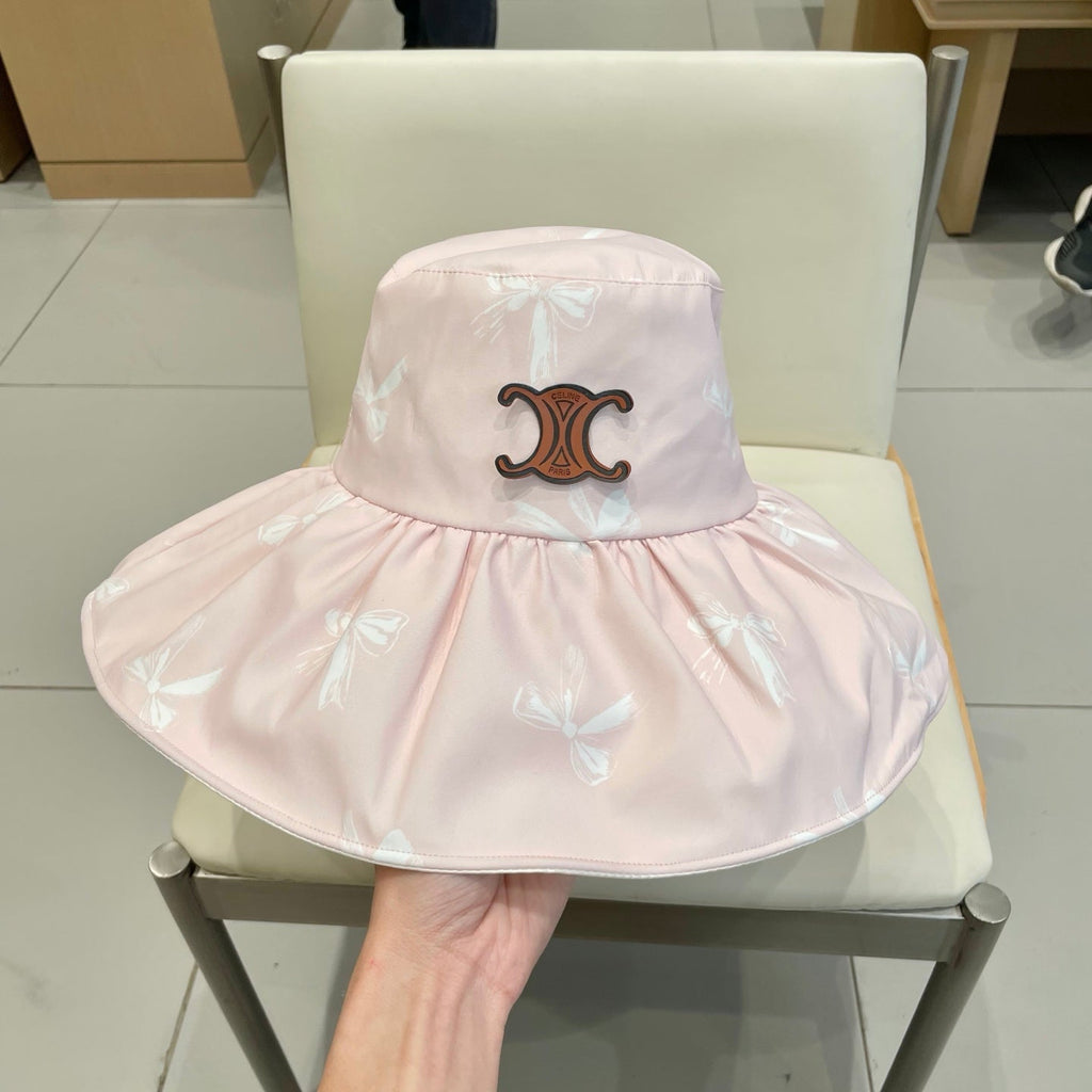 CELINE 25S BUCKET BOW HAT  733401 IN BABY PINK