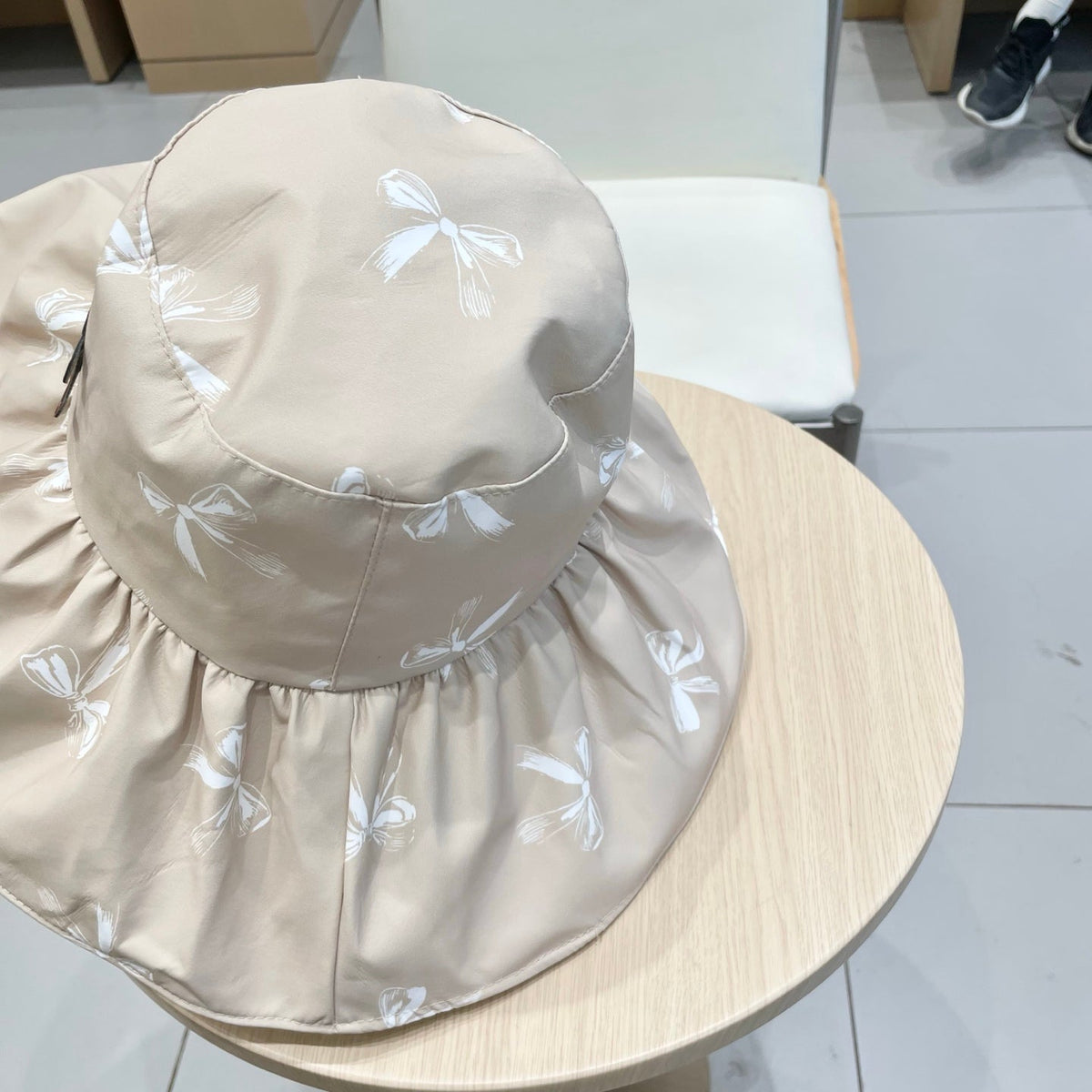 CELINE 25S BUCKET BOW HAT 733403 IN BEIGE