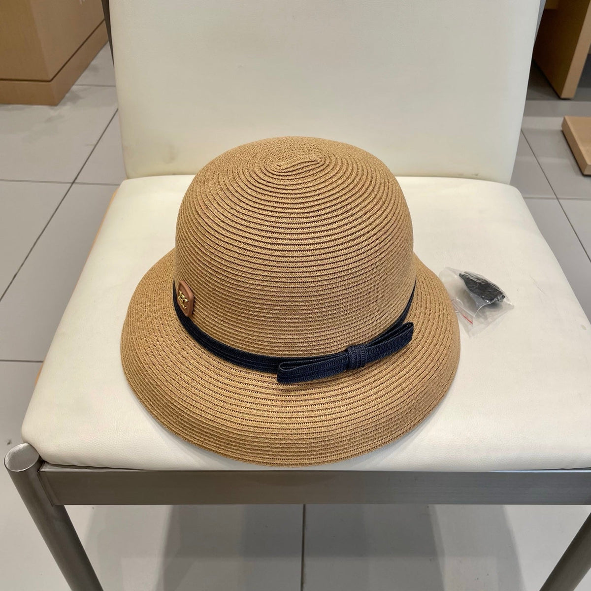 CELINE BUKET HAT MODEL 650562 IN LIGHT BROWN SPRAY FABRIC