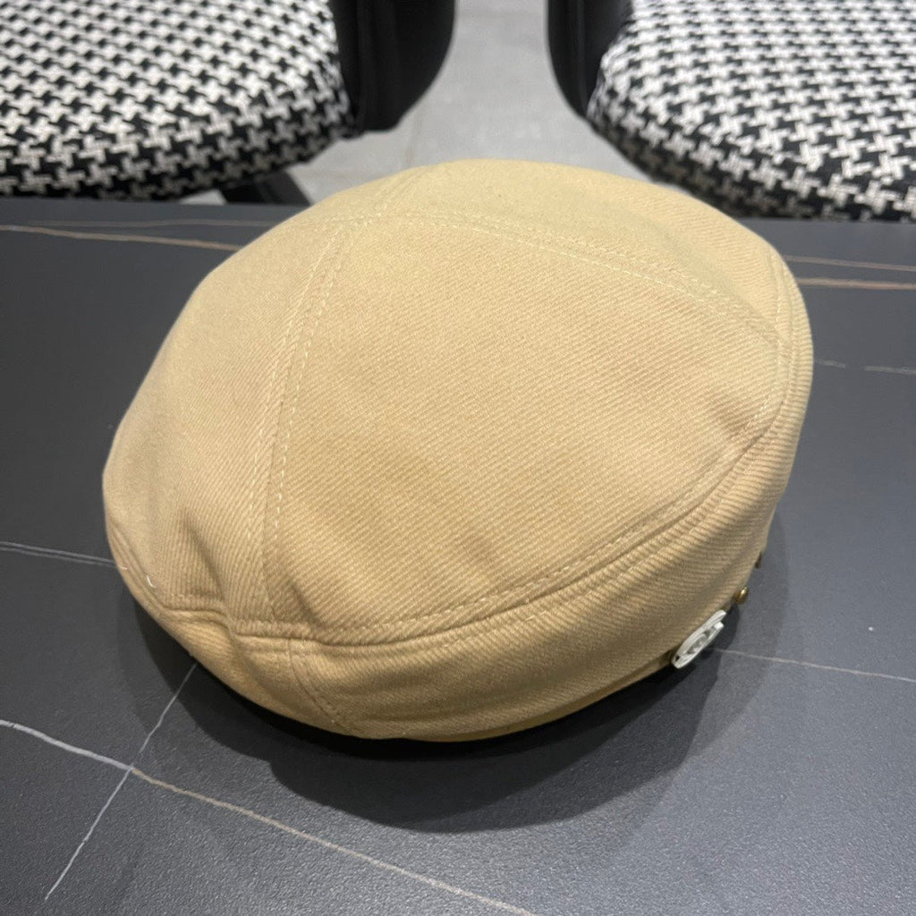 CHANEL BERET HAT IN OAT YELLOW FABRIC 419384