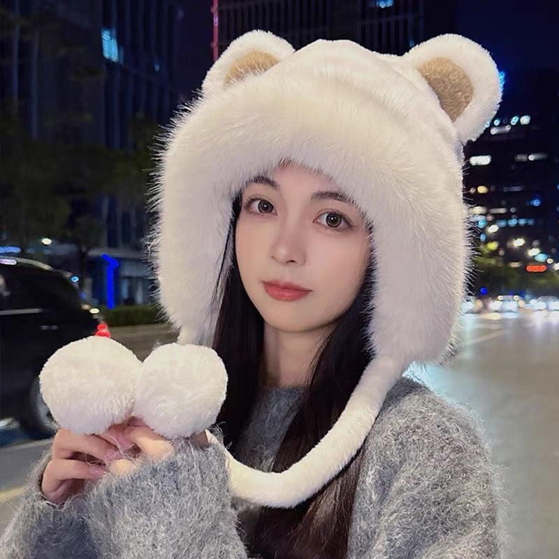 CHANEL BEANIE HAT IN WHITE FLEECE AND WOOL 433166