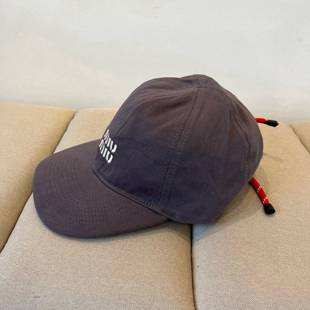 MIU MIU MM BASEBALL CAP IN DARK GREY KHAKI FABRIC STYLE 4